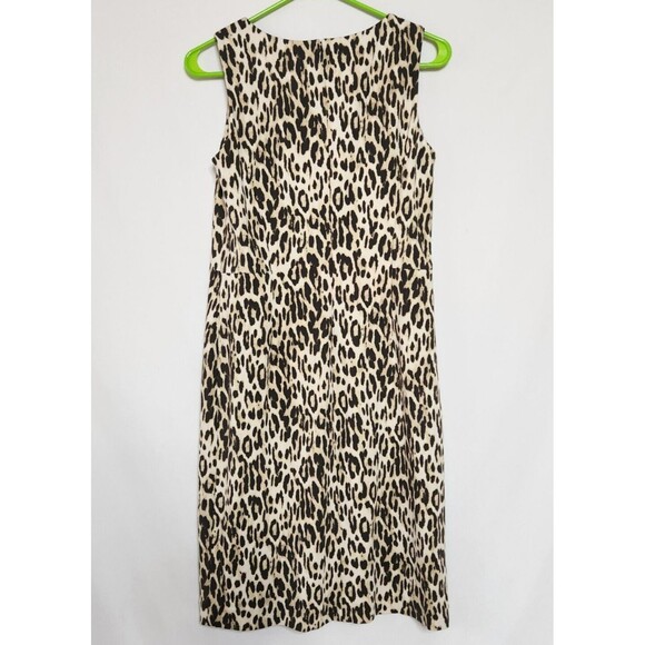 Chicos Womens Sz 0 Sheath Dress Sleeveless Animal Print Leopard Back Zip - Picture 2 of 4